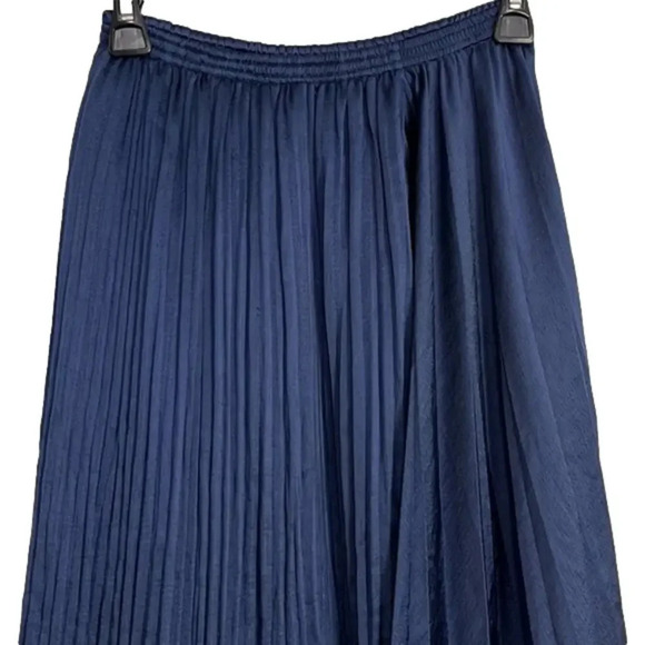 Vince Satin Mixed-Pleat Asymmetric Midi Skirt Blue with Pockets Size XXS - Picture 7 of 12